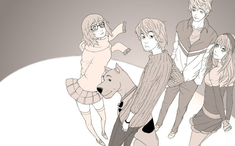Scooby-Doo characters in monochrome