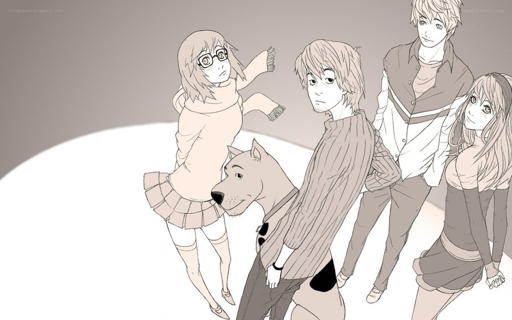 Scooby-Doo characters in monochrome