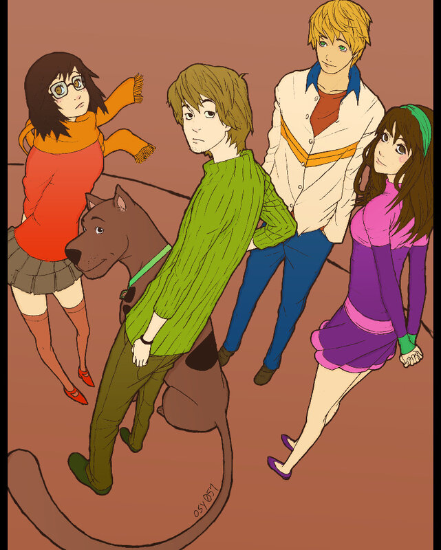 Scooby-Doo gang in anime style