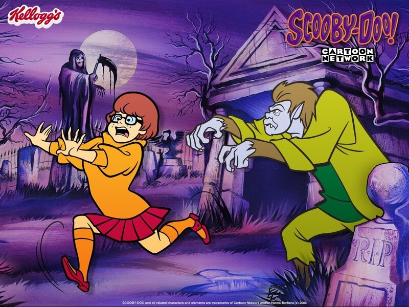 Scooby-Doo in a spooky graveyard