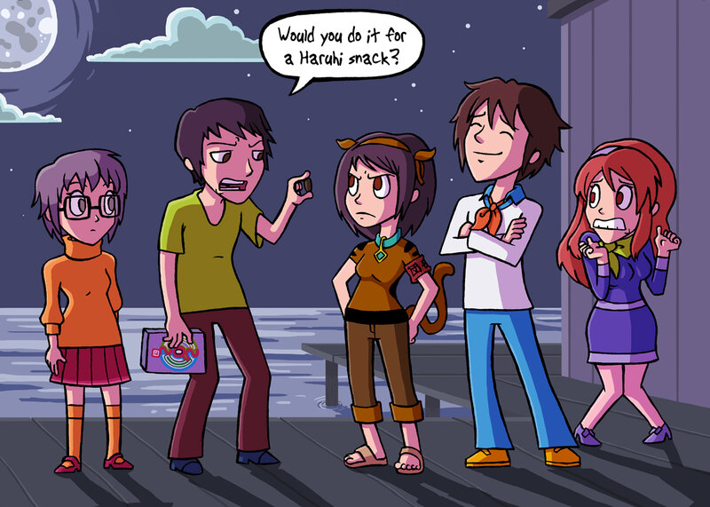 Scooby-Doo parody on dock