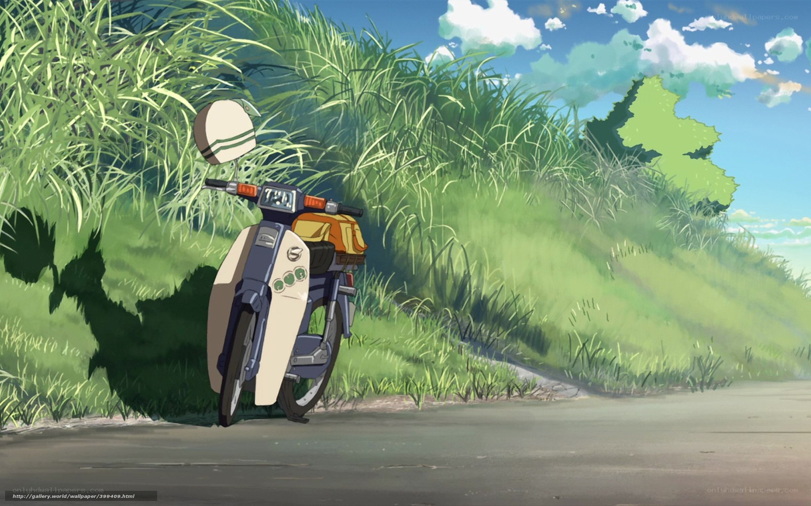 Scooter on a grassy roadside