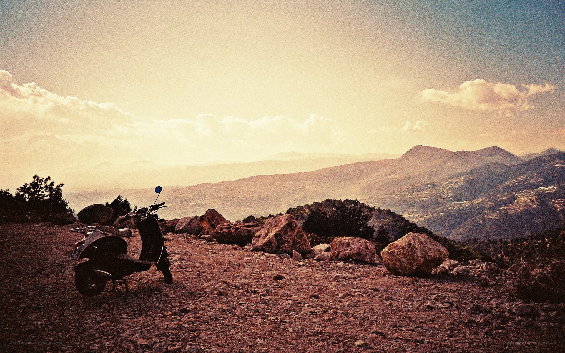 Scooter on a mountain overlook