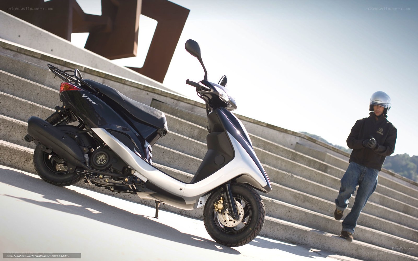 Scooter on concrete stairs