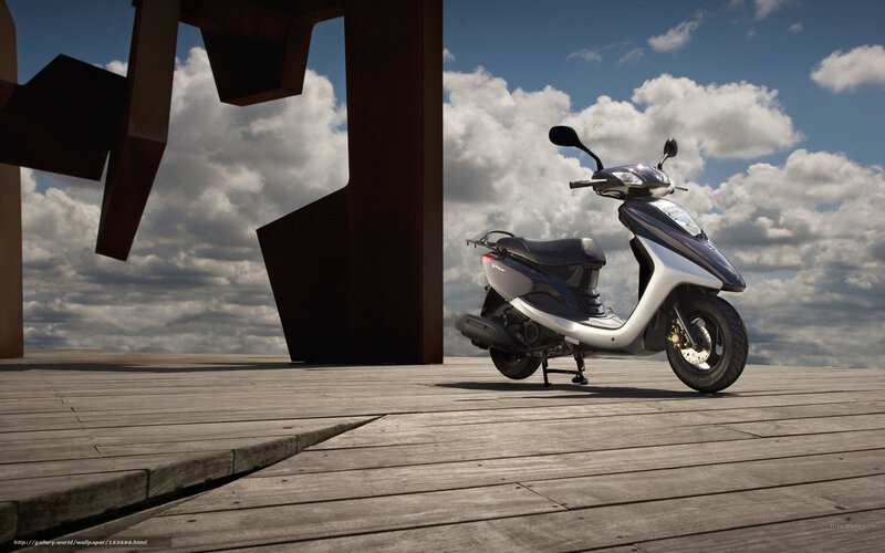 Scooter on wooden deck