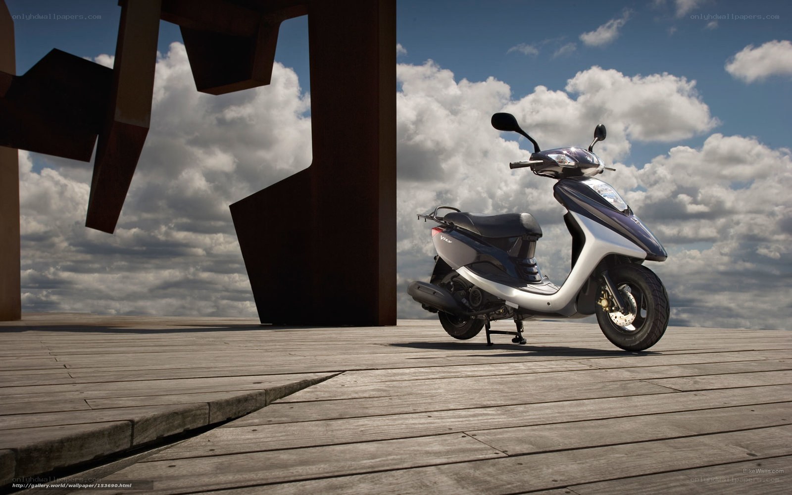 Scooter on wooden deck