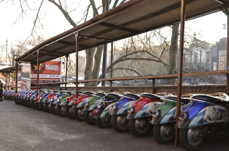 Scooters parked at Camden Market