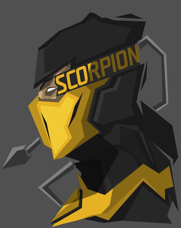 Scorpion Character — Black, Dramatic, Digital Art, Mask