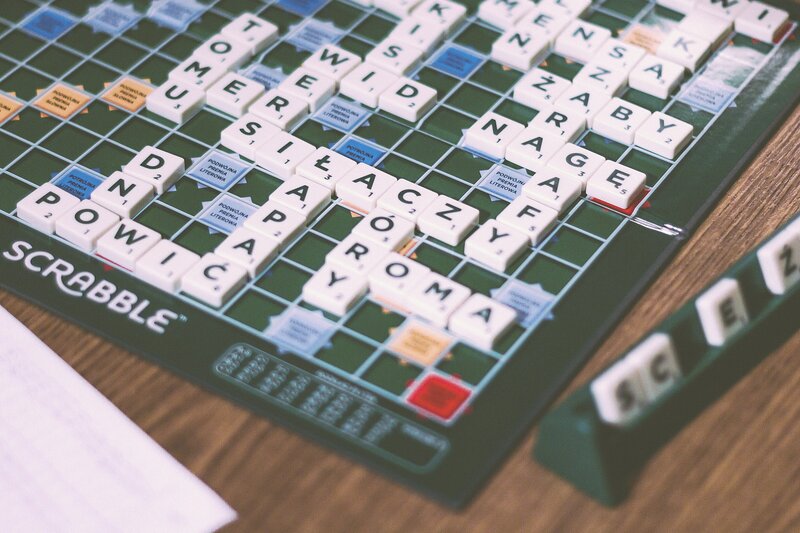 Scrabble game in progress