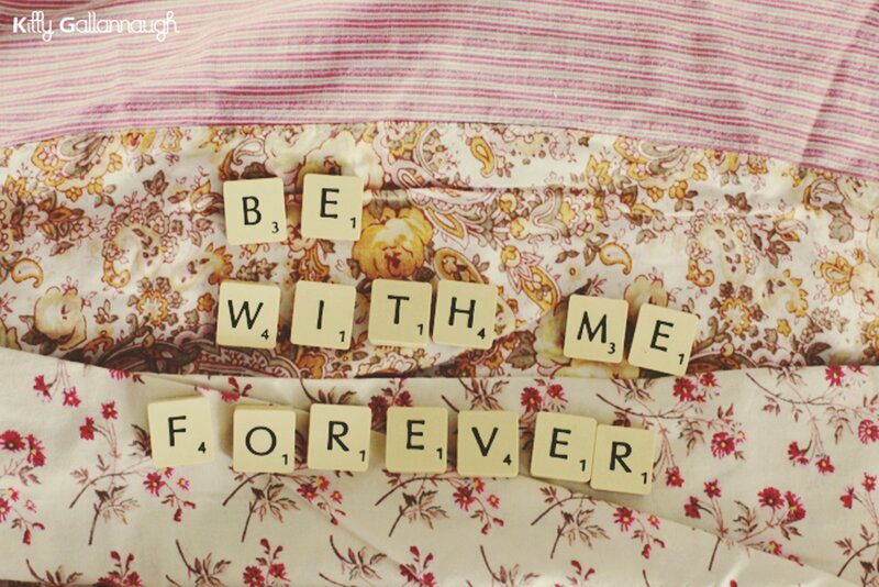 Scrabble Tiles on Fabric — White
