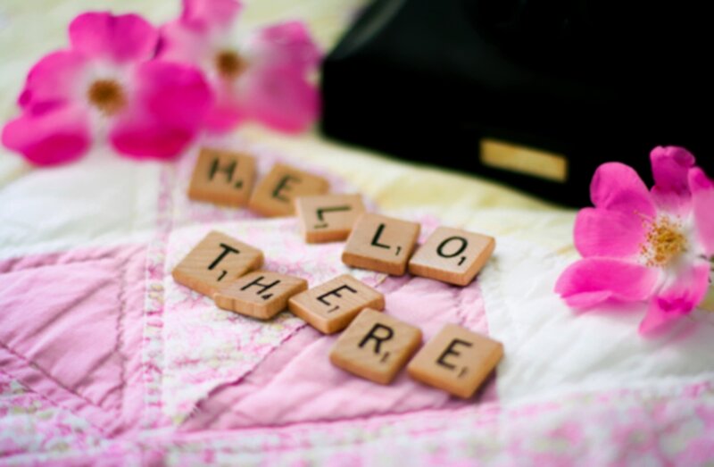 Scrabble Tiles on Quilt