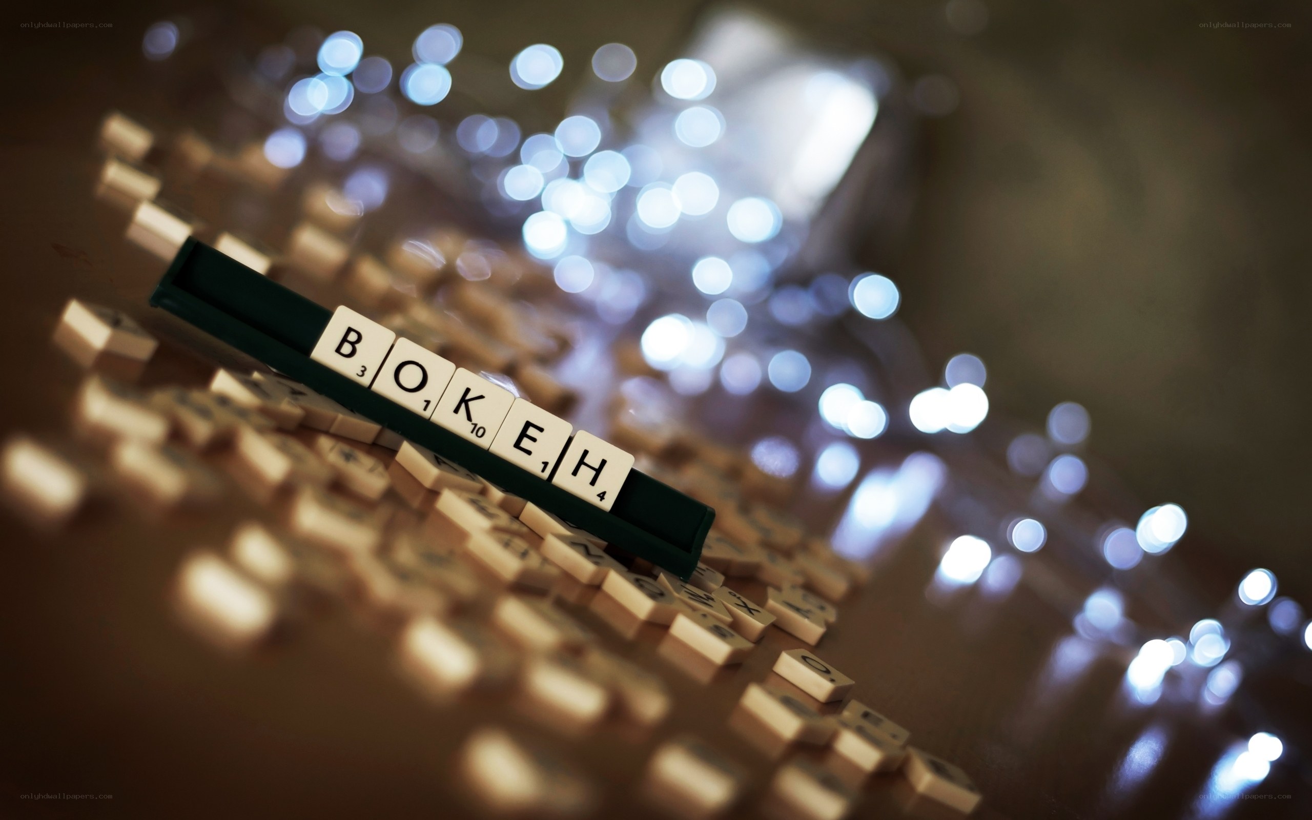 Scrabble tiles spelling BOKERH