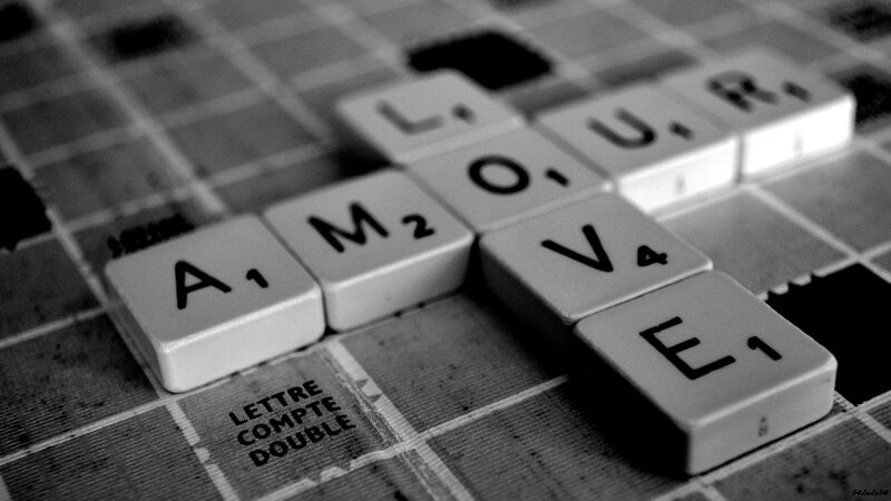 Scrabble tiles spelling love