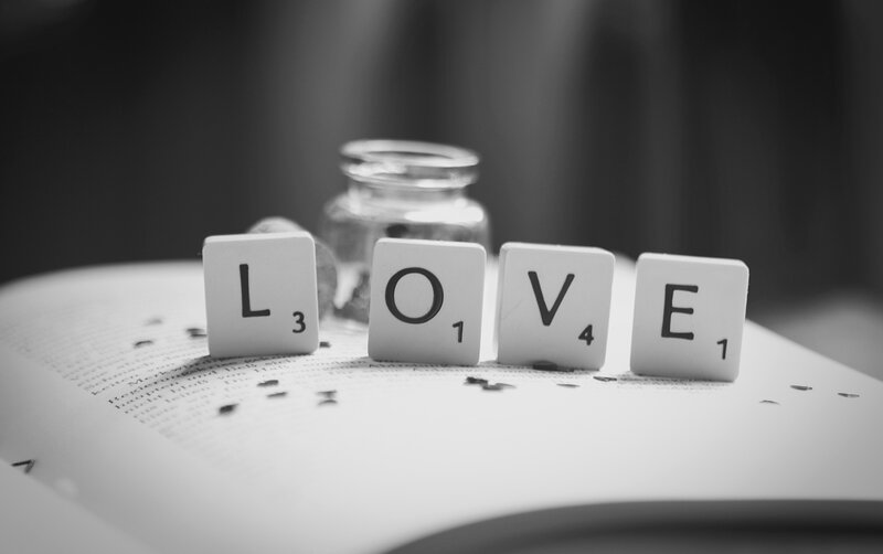 Scrabble Tiles Spelling Love — Black