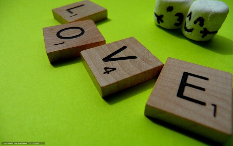 Scrabble Tiles Spelling Love — Green