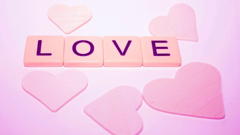 Scrabble Tiles Spelling Love — Pink, Romantic, Photograph