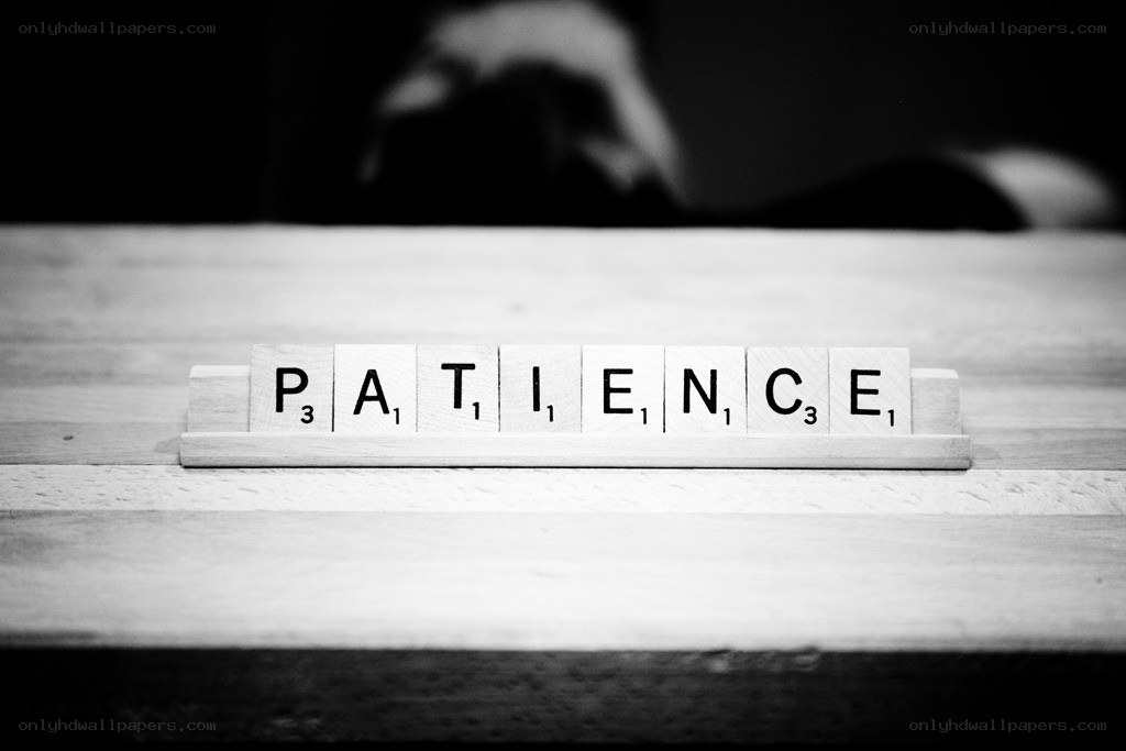 Scrabble tiles spelling PATIENCE
