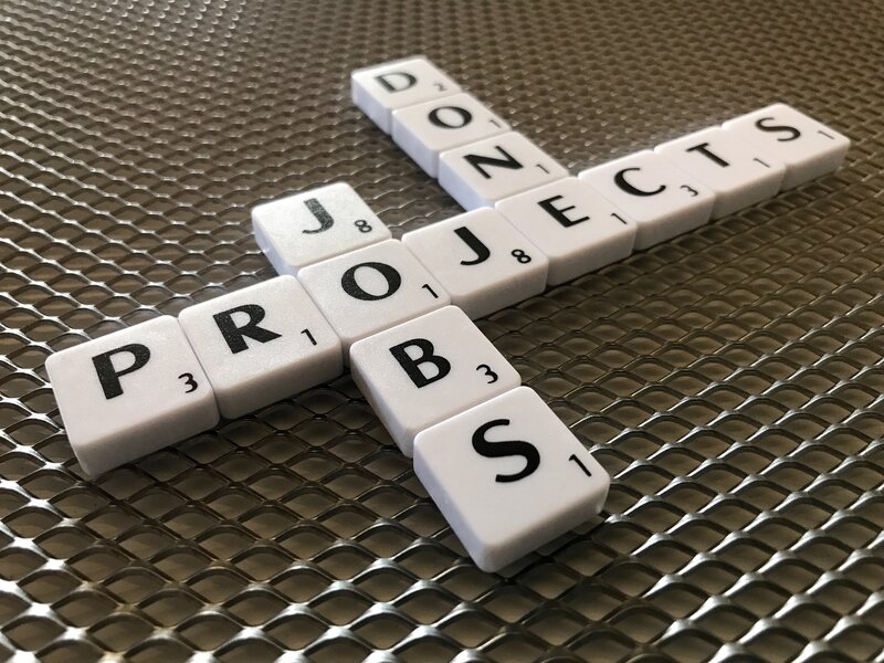 Scrabble tiles spelling projects and jobs
