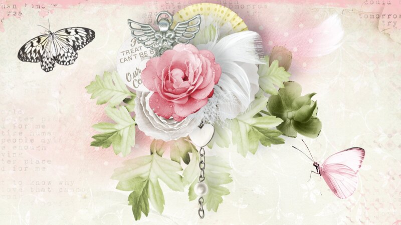 Scrapbook Arrangement with Rose