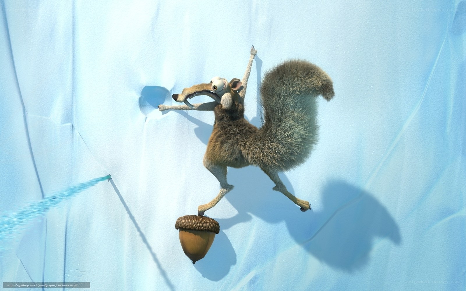 Scrat chasing acorn in ice