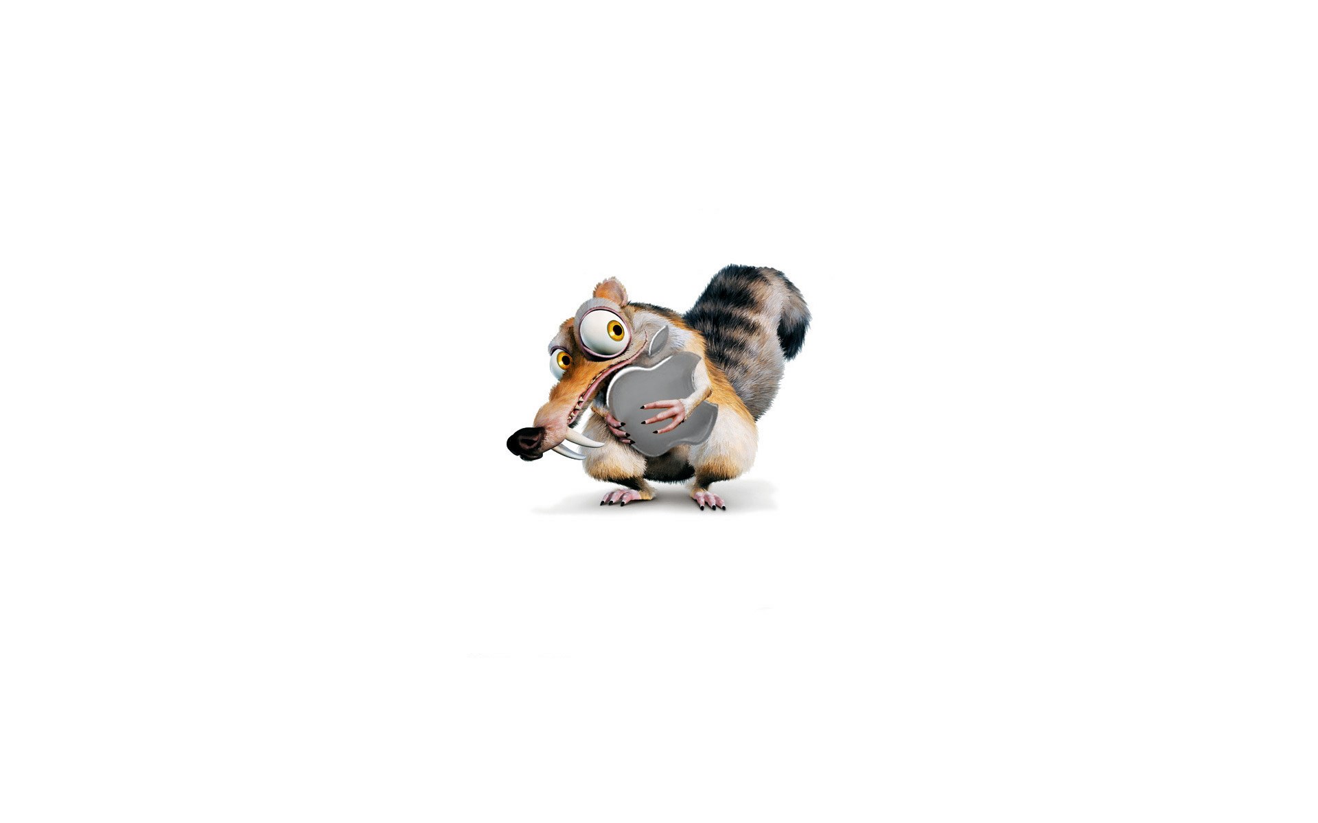 Scrat holding an Apple logo
