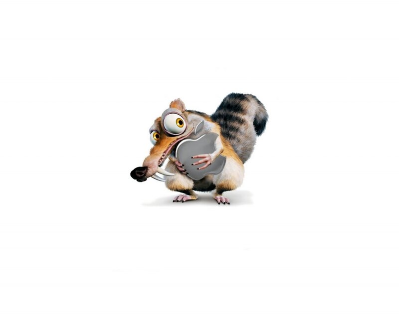 Scrat holding Apple logo