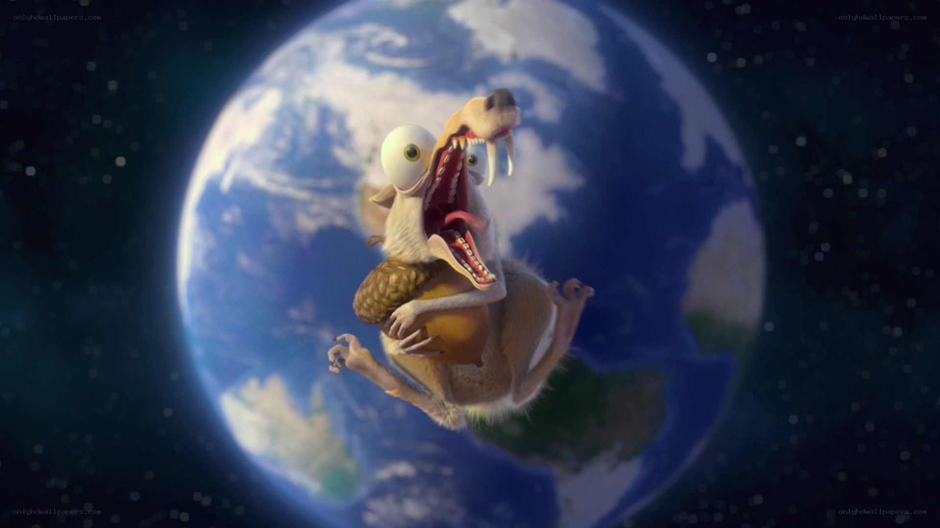 Scrat in space with Earth