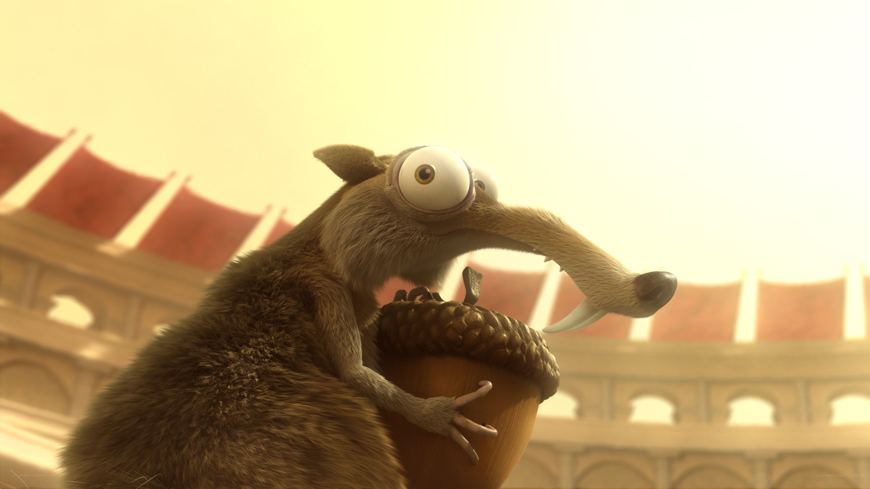 Scrat with acorn in colosseum