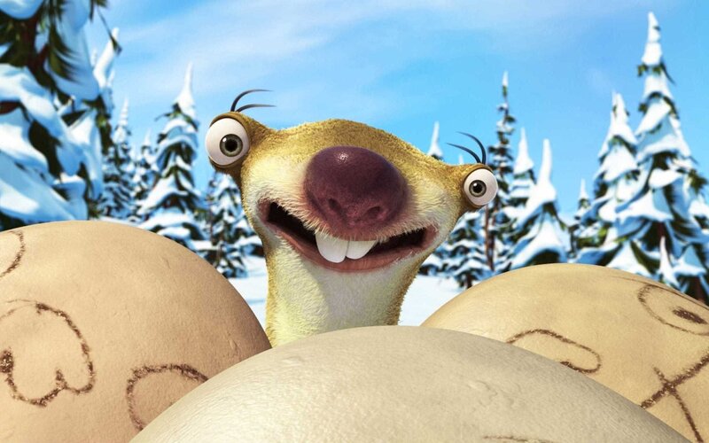 Scrat with eggs in snow