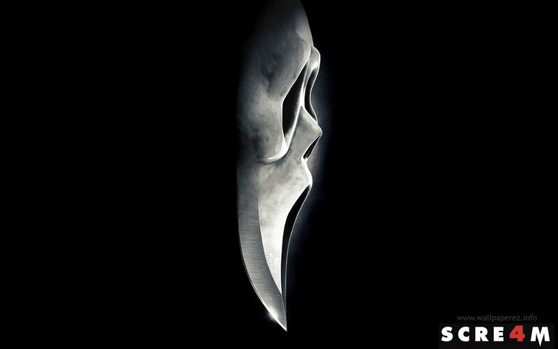 Scream mask on black background