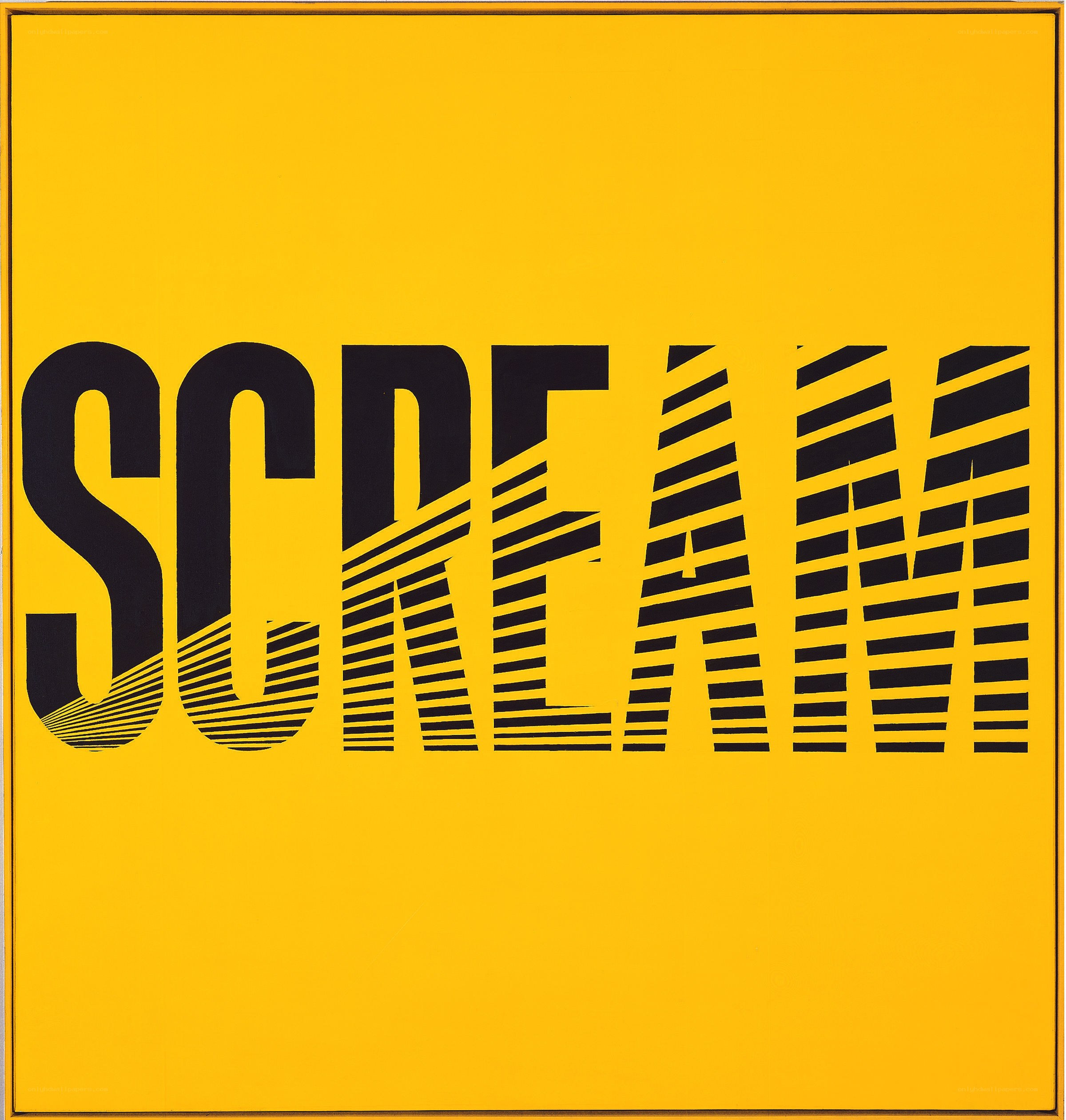 Scream text on yellow background