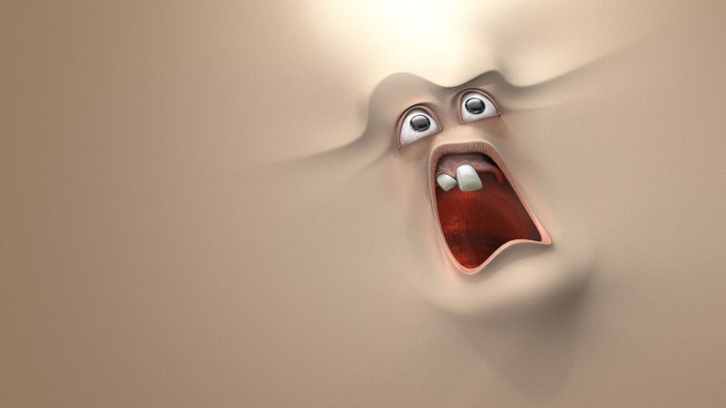 Screaming Face in Sand — Beige, Dramatic