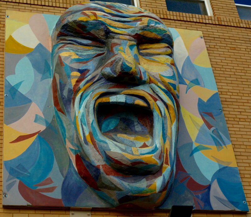 Screaming Face Mural — Blue