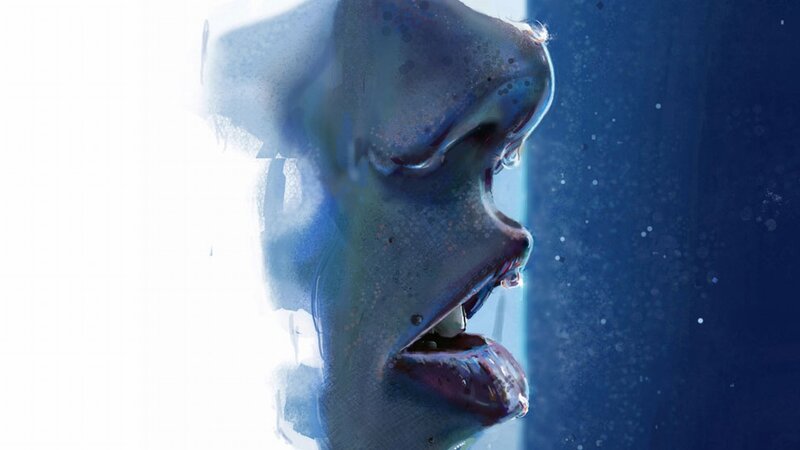 screaming face underwater