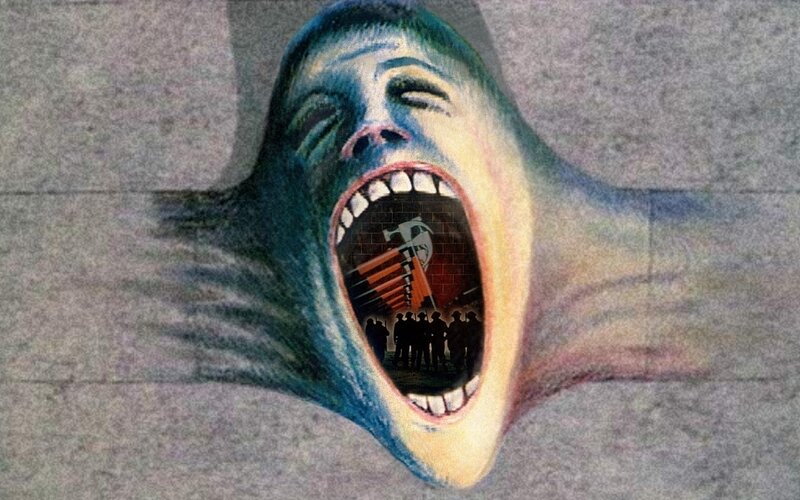 Screaming face with soldiers inside