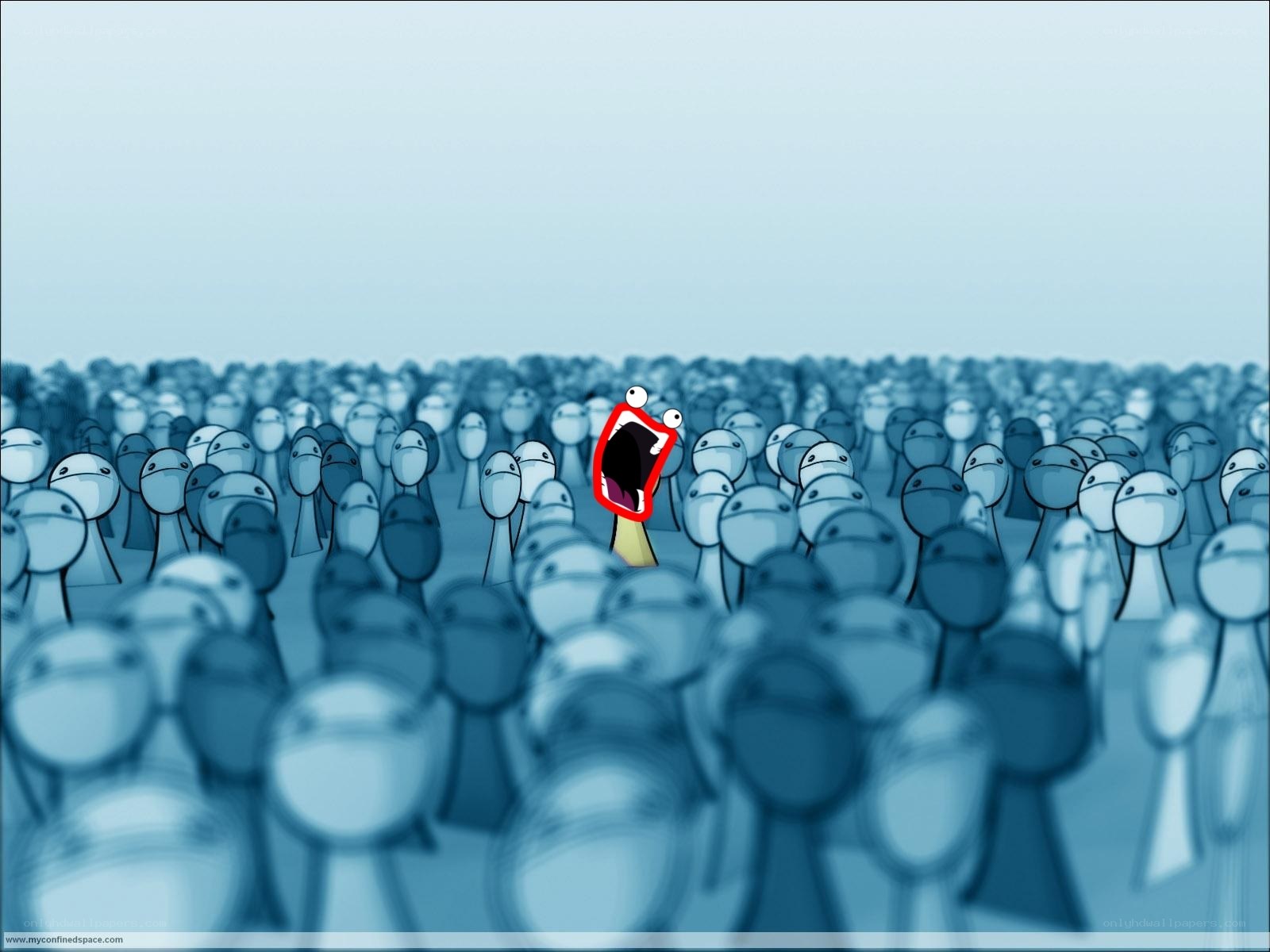 screaming figure in crowd