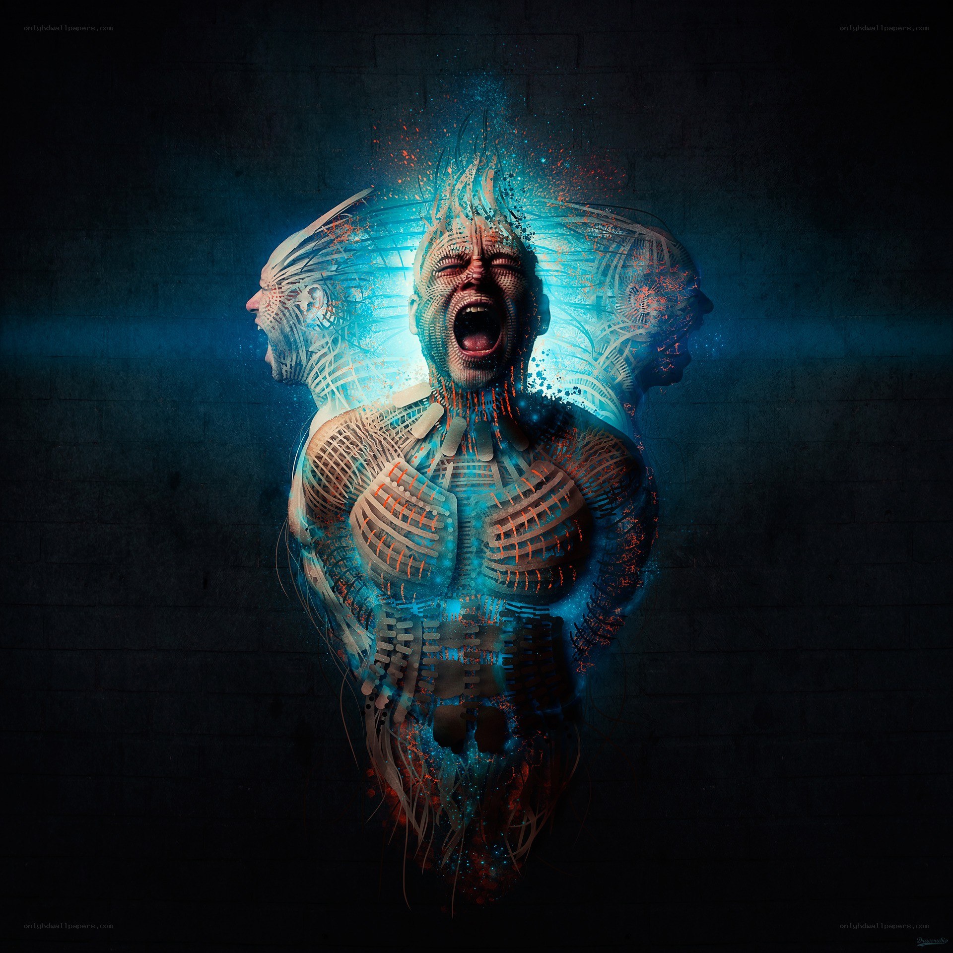 screaming figure with exposed anatomy