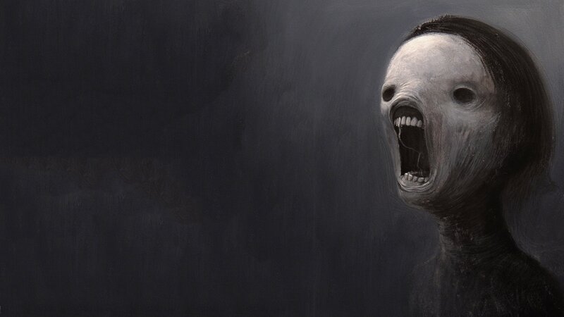 Screaming Figure with White Face