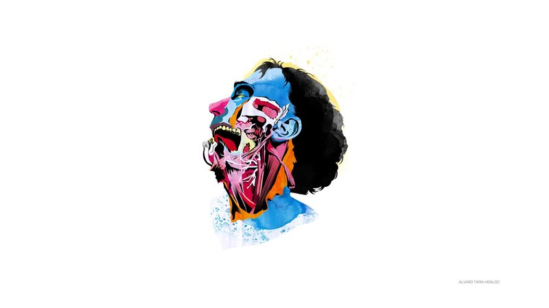 Screaming Head Illustration — Blue