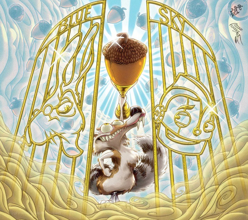 Screaming squirrel with acorn