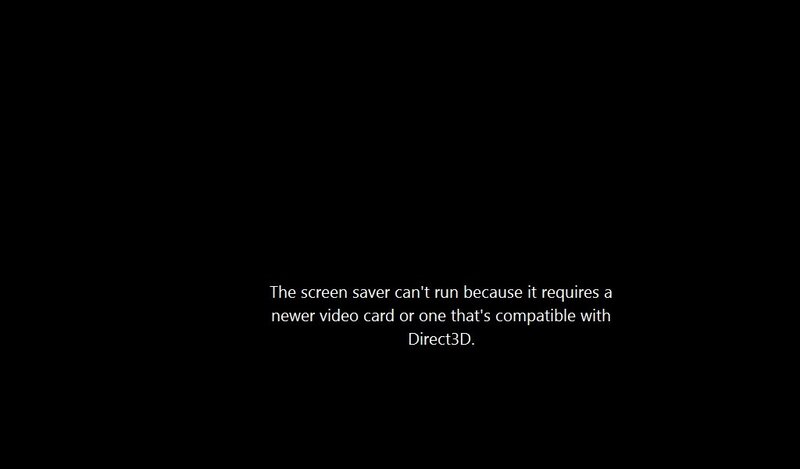 screen saver error message
