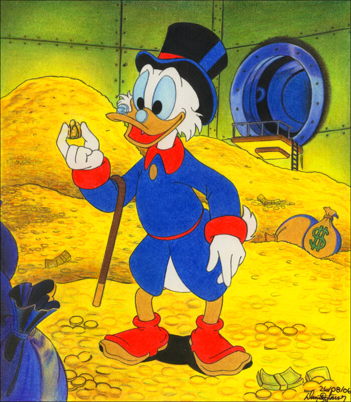 Scrooge McDuck in his money bin