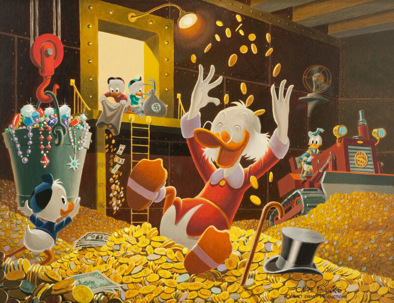 Scrooge McDuck in his money bin
