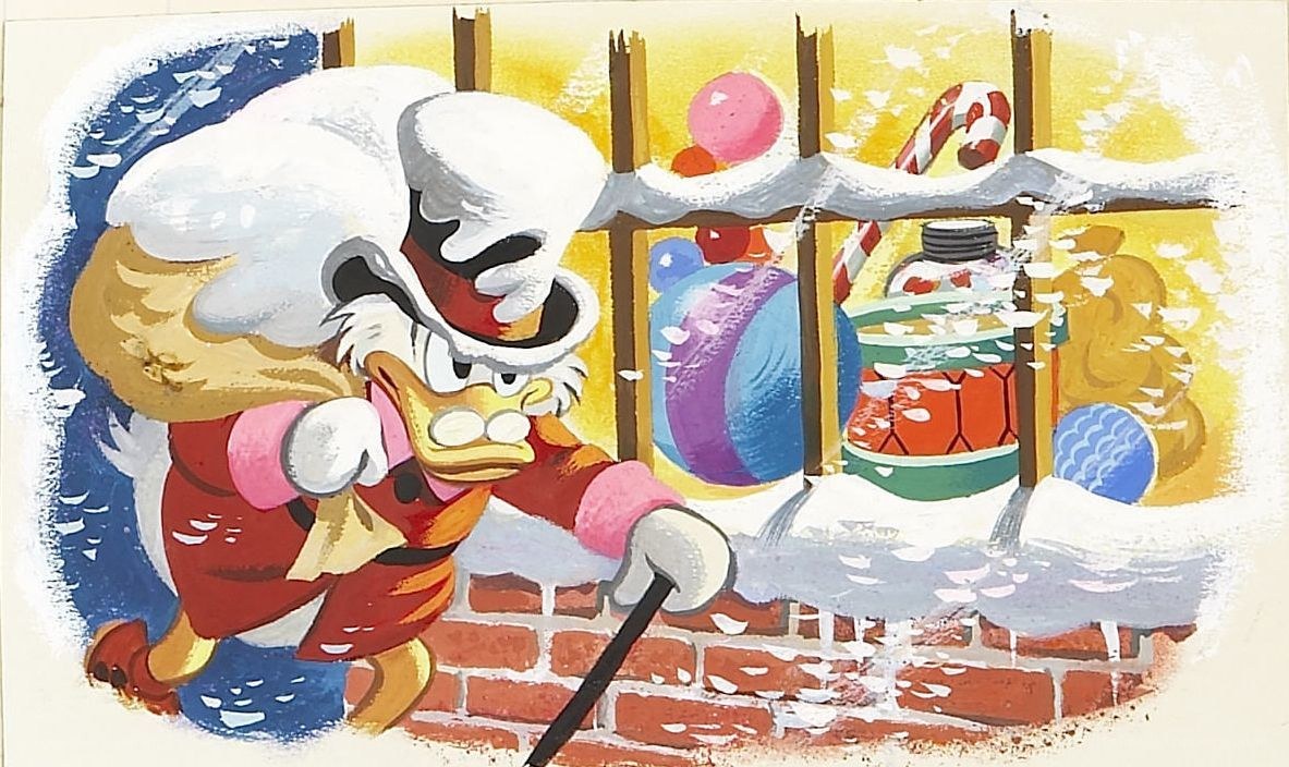 Scrooge McDuck in snow