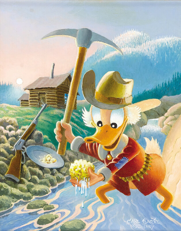 Scrooge McDuck panning for gold