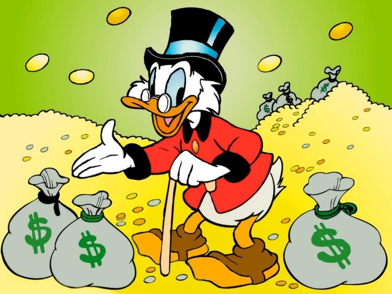 Scrooge McDuck with money