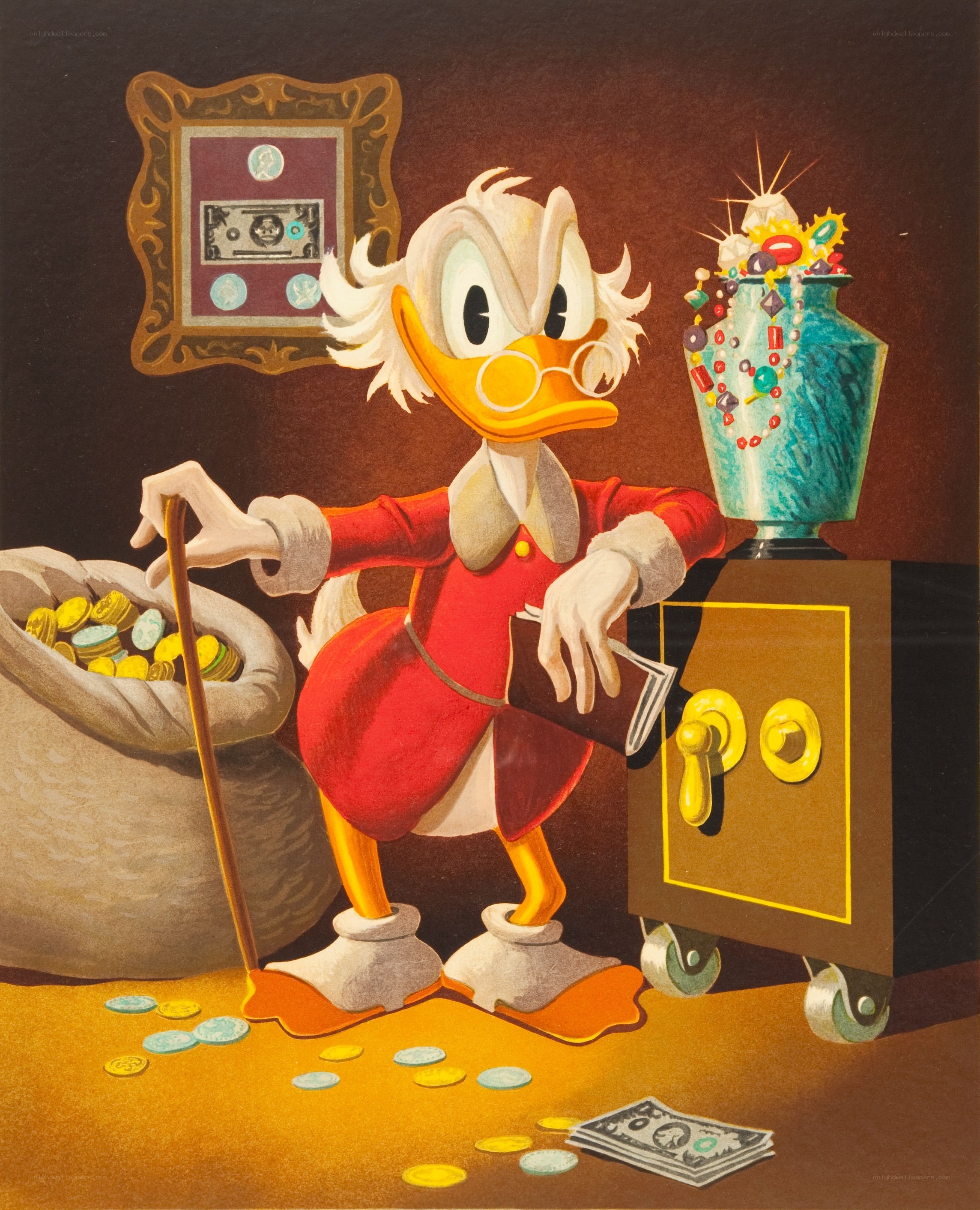 Scrooge McDuck with treasure