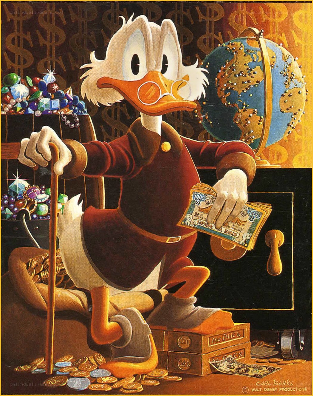 Scrooge McDuck with treasure