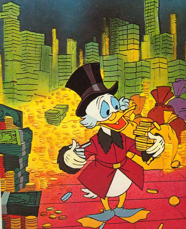 Scrooge McDuck with treasure