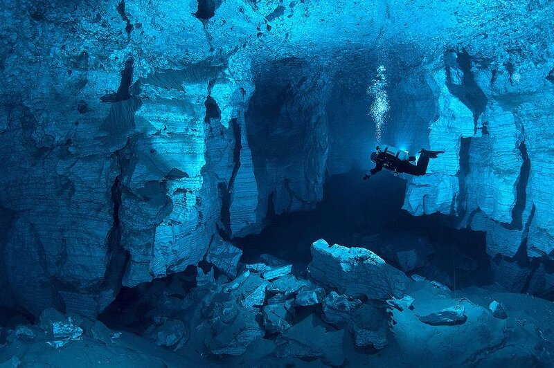 Scuba Diver in Cave